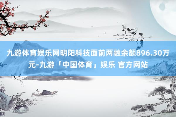 九游体育娱乐网明阳科技面前两融余额896.30万元-九游「中国体育」娱乐 官方网站